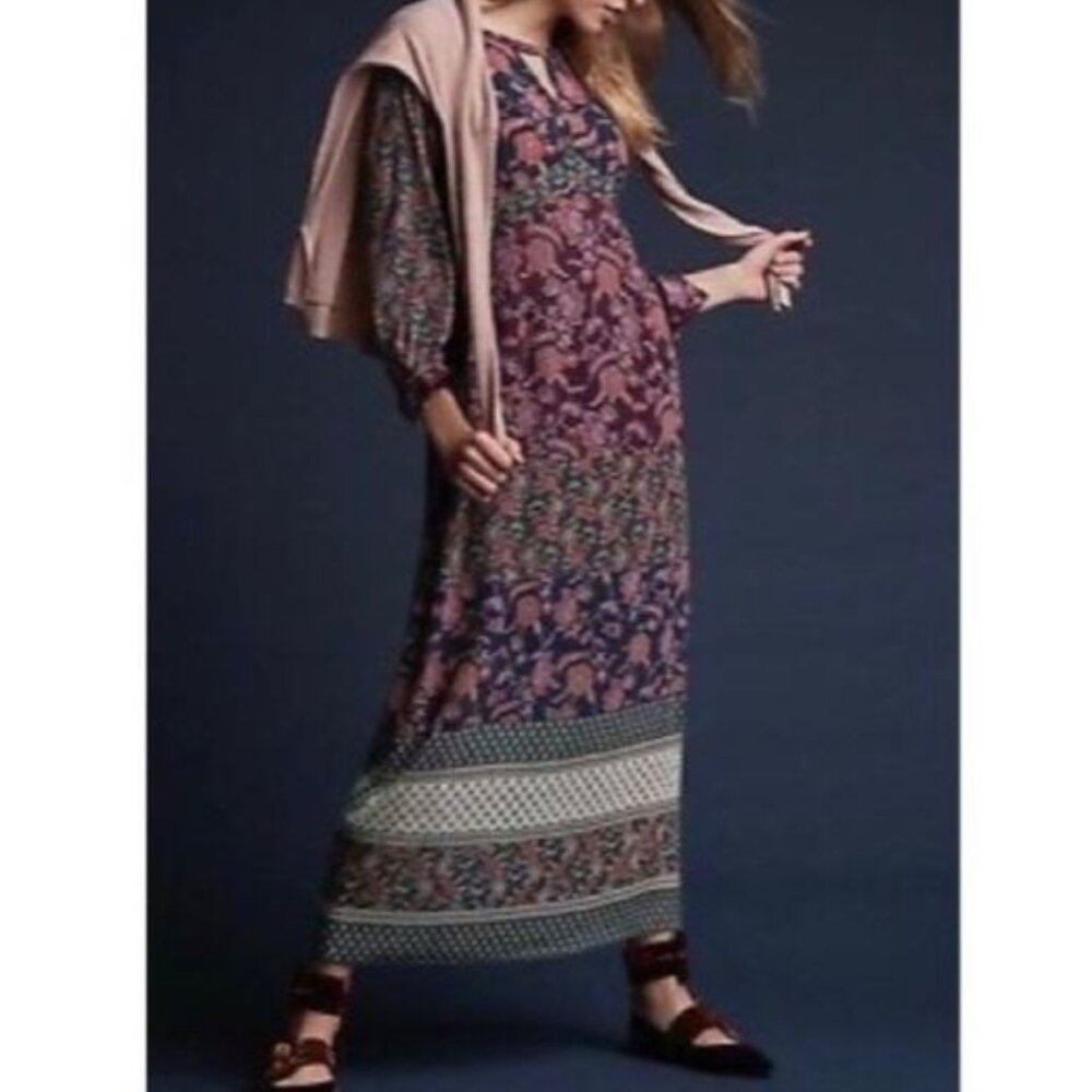 CAbi Festive Maxi Dress #3675 Floral Dress Womens Size Medium